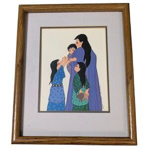 Framed Art Print by Virginia A. Stroud 1984 Native American Mother and 3 kids
